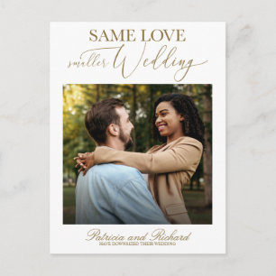 Carte Postale Même amour Mariage réduit Simple Élégant Photo Po
