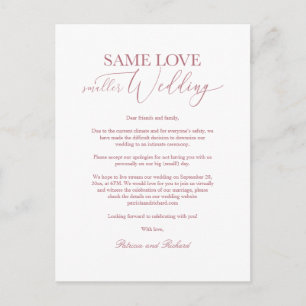 Carte Postale Même amour, mariage simplifié élégant