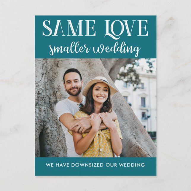 Carte Postale Même amour petit mariage réduit photo simple (Devant)