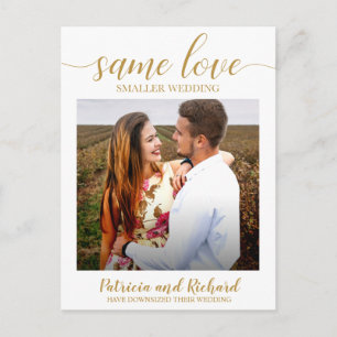 Carte Postale Même annonce de mariage downsizing photo or