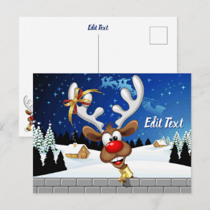 Carte Postale Mème de Noël drôle de renne qui regarde par-dessus