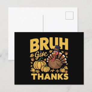 Carte Postale Mème drôle de Bruh de Thanksgiving dinde reconnais
