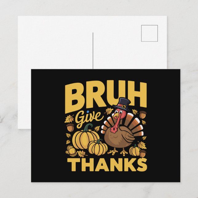 Carte Postale Mème drôle de Bruh de Thanksgiving dinde reconnais (Devant / Derrière)