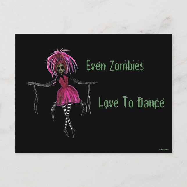 Carte postale "Même les zombies aiment danser" (Devant)