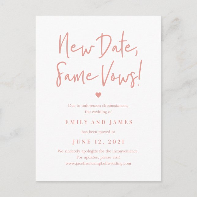 Carte Postale Même Vows ÉDITABLE COULEUR Modifier La date (Devant)