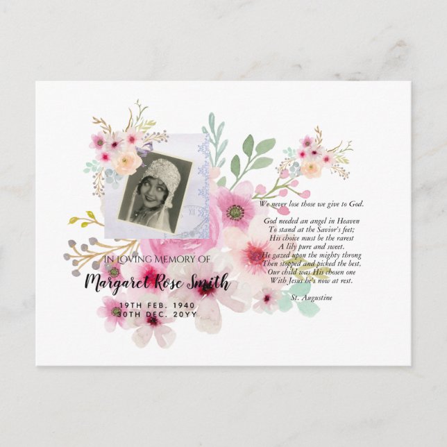 Carte postale Memorial avec Fleurs de versets de P (Devant)