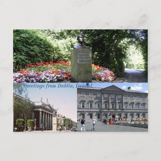 Carte Postale Mémorial Michael Collins, salutations de Dublin (Devant)