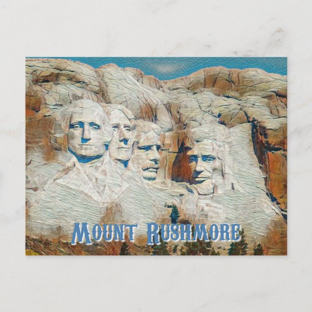 Carte Postale Mémorial national du Mont Rushmore stylisé (Devant)
