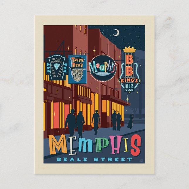 Carte Postale Memphis, TN | Beale Street Neon (Devant)