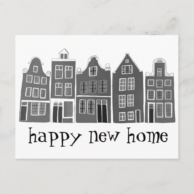 Carte Postale Ménages mignons Amsterdam Travel B&W (Devant)