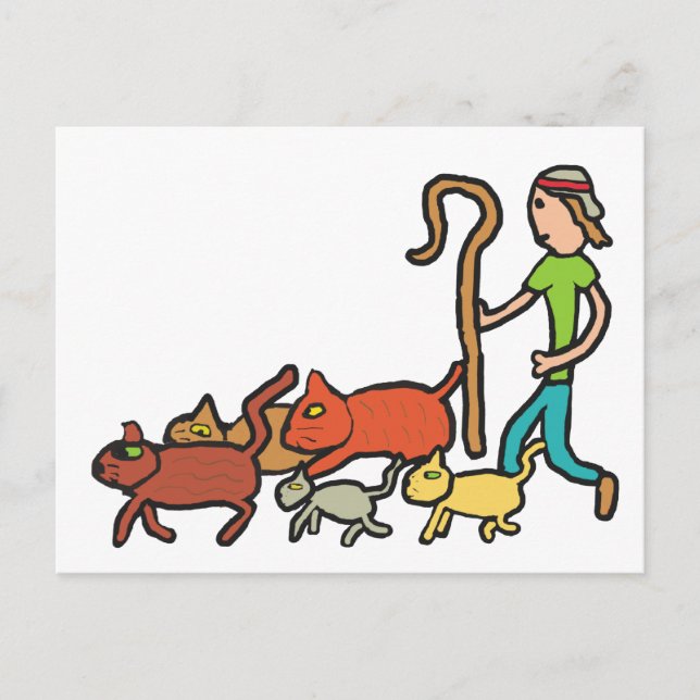 Carte Postale Mener des chats (Devant)