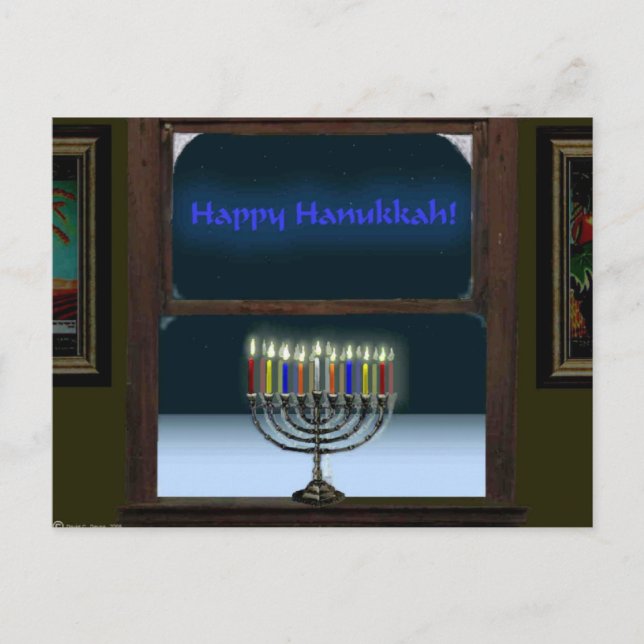 Carte Postale Menorah Dans La Fenêtre (Devant)