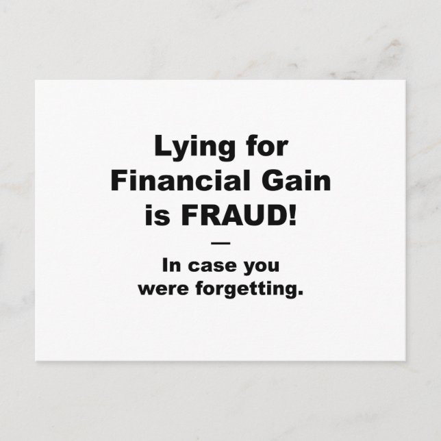 Carte Postale Menser pour gagner de l'argent est de la FRAUDE ! (Devant)