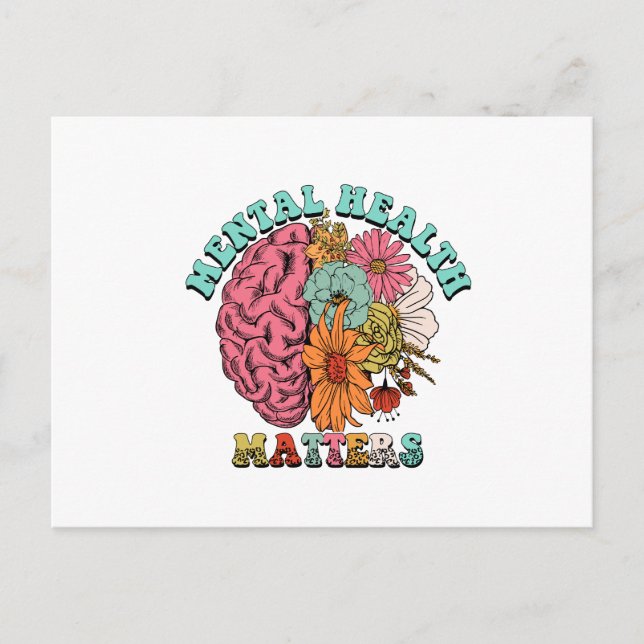 Carte Postale Mental Health Matters Placer le T-shirt du détente (Devant)
