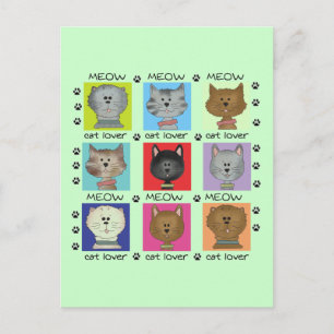 Carte Postale Meow Amoureux des chats Tshirts et cadeaux