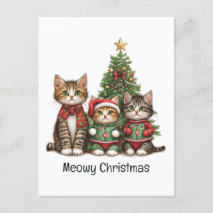 Carte Postale Meowy Christmas Cats