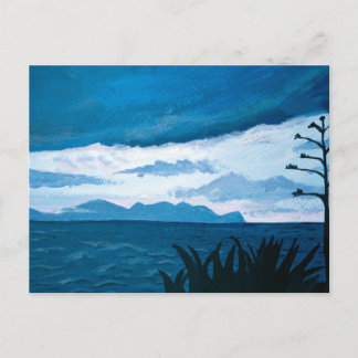 Carte Postale Mer bleu foncé après le coucher du soleil | Médite