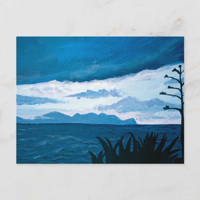 Carte Postale Mer bleu foncé après le coucher du soleil | Médite (Devant)