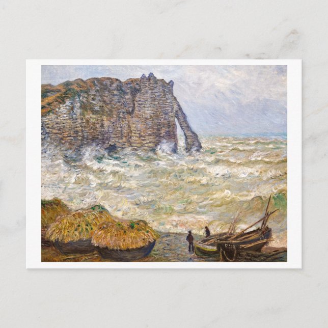 Carte Postale Mer orageuse à É tretat | Monet | (Devant)