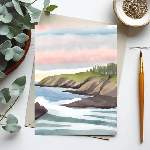 Carte Postale Mer Shore Aquarelle côtière
