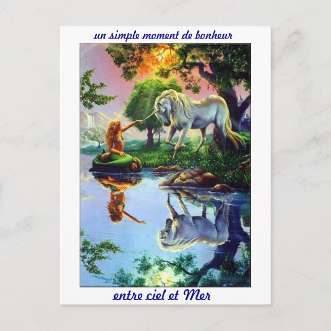 Carte postale mer sirène licorne ombre lumière postcard (Front)