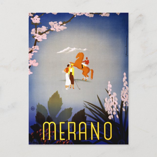Carte Postale Merano Italie Poster Vintage voyage restauré (Devant)