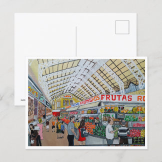 Carte Postale Mercado Central de Valencia Peinture d'Alfred Fox
