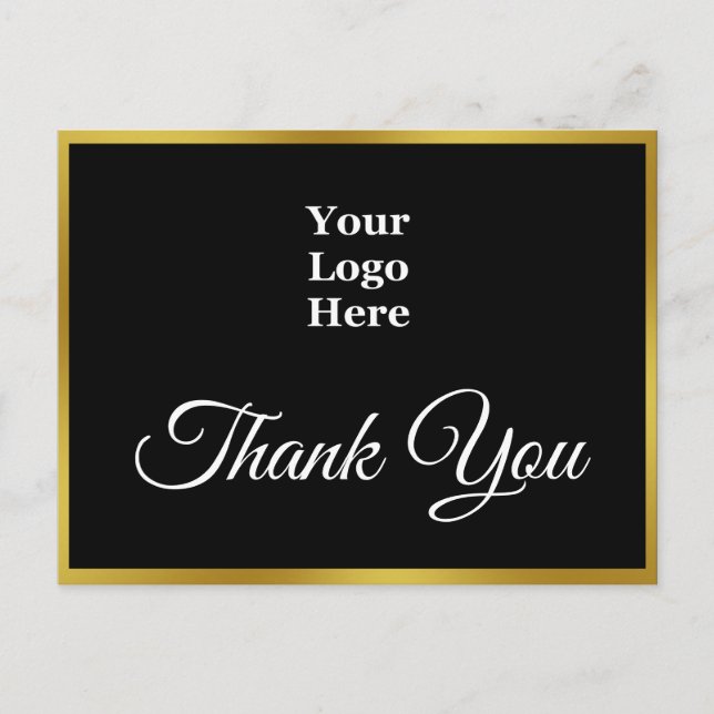 Carte Postale Merci 2 faces Noir & Faux Or Votre logo ici (Devant)