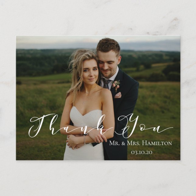 Carte postale Merci 2 photos à script moderne (Devant)