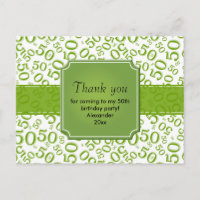 Merci 50 Motif de Nombre Aléatoire Vert/Blanc