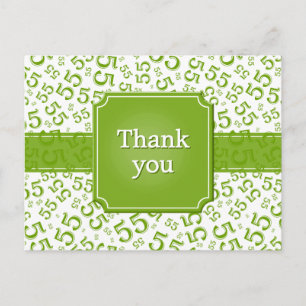 Carte Postale Merci 55 Motif de nombres Vert/Blanc