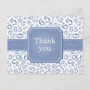 Carte Postale Merci 65 Motif de Numéro Bleu/Blanc