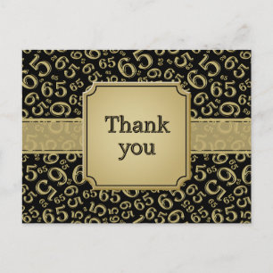 Carte Postale Merci 65 Motif de Numéro Or/Noir
