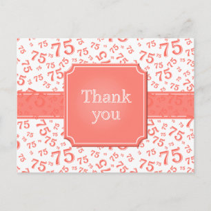 Carte Postale Merci 75 Motif de nombres Corail/Blanc
