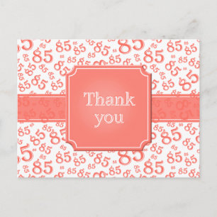 Carte Postale Merci 85 Motif de nombres Corail/Blanc