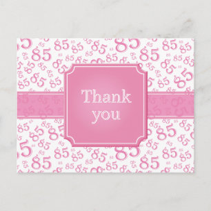 Carte Postale Merci 85 Motif de Numéros Rose/Blanc