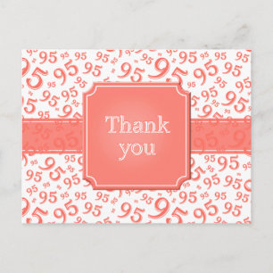 Carte Postale Merci 95 Motif de nombres Corail/Blanc