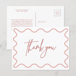 Carte postale Merci à bordure rose