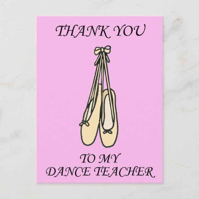 Carte Postale Merci à la danse Enseignant Ballet Chaussures (Devant)