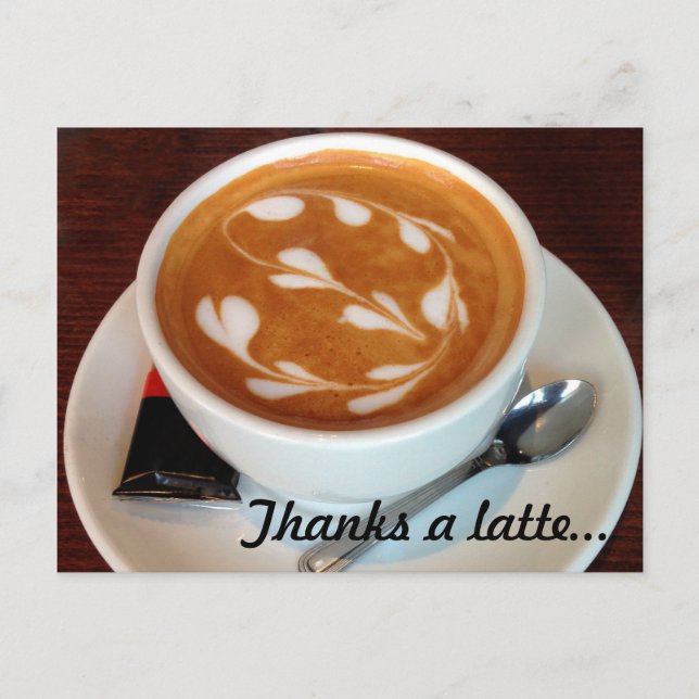 Carte Postale Merci à un coeur d'art latte (Devant)