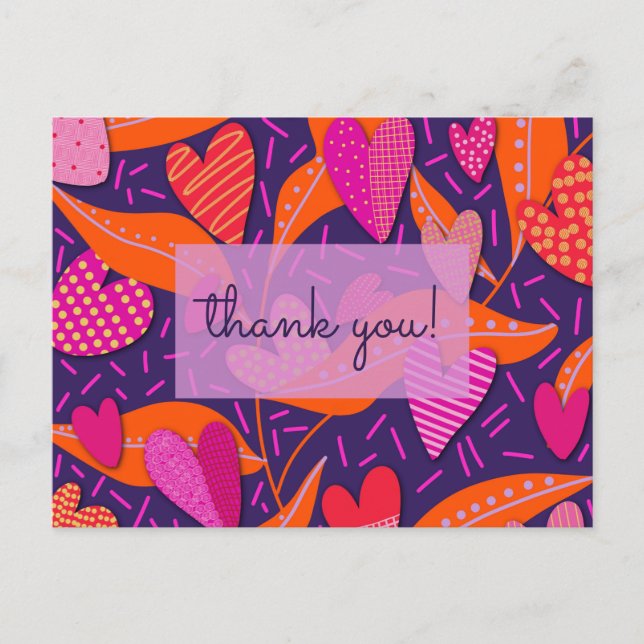 Carte Postale Merci Abstrait rose vif (Devant)