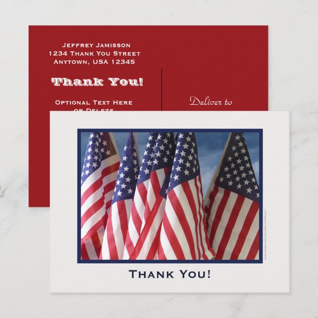 Carte postale Merci American Flags (Devant / Derrière)