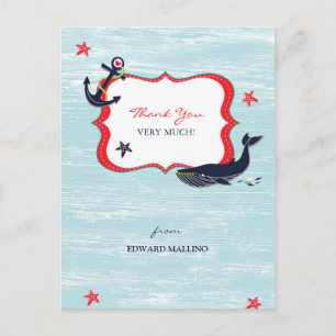 Carte postale Merci Ancre baleine