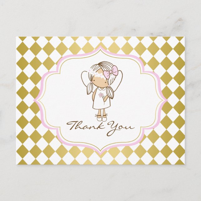 Carte postale Merci Angel-Or et rose (Devant)