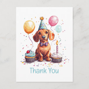 Carte Postale Merci Anniversaire Chien Dachshund