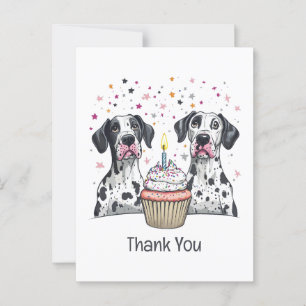 Carte Postale Merci Anniversaire Gâteau Cupcake Grands Danois
