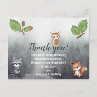 Carte Postale Merci Aquarelle Bois Animaux