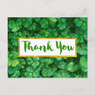 Carte Postale Merci Arrière - plan Feuille de Clover vert