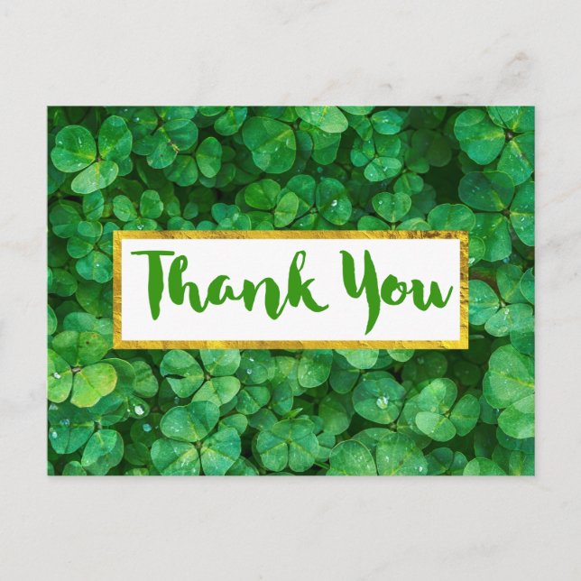 Carte Postale Merci Arrière - plan Feuille de Clover vert (Devant)