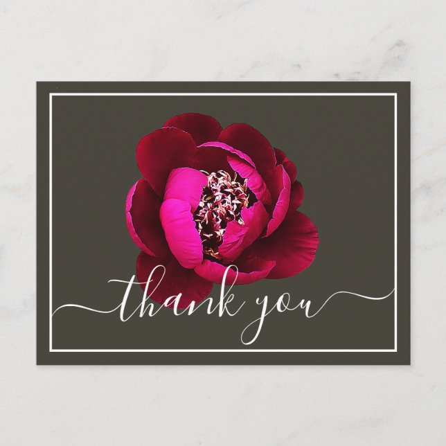 Carte Postale Merci Arrière - plan vert de Crimson Peony (Devant)